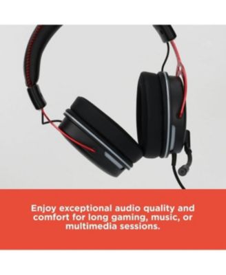 Gaming 7.1 USB Headphones, Surround Sound, Comfortable Ear Cushions, Noise-Canceling Mic, LED Lights, Black Red Design, PC Gaming Accessory