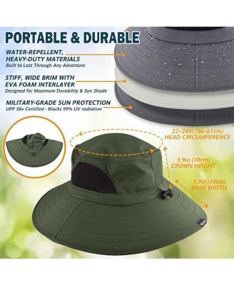 Wide Brim Sun Hat, UPF 50+ UV Protection Waterproof Packable Bucket Hat for Men & Women, Fishing Hiking Beach Garden