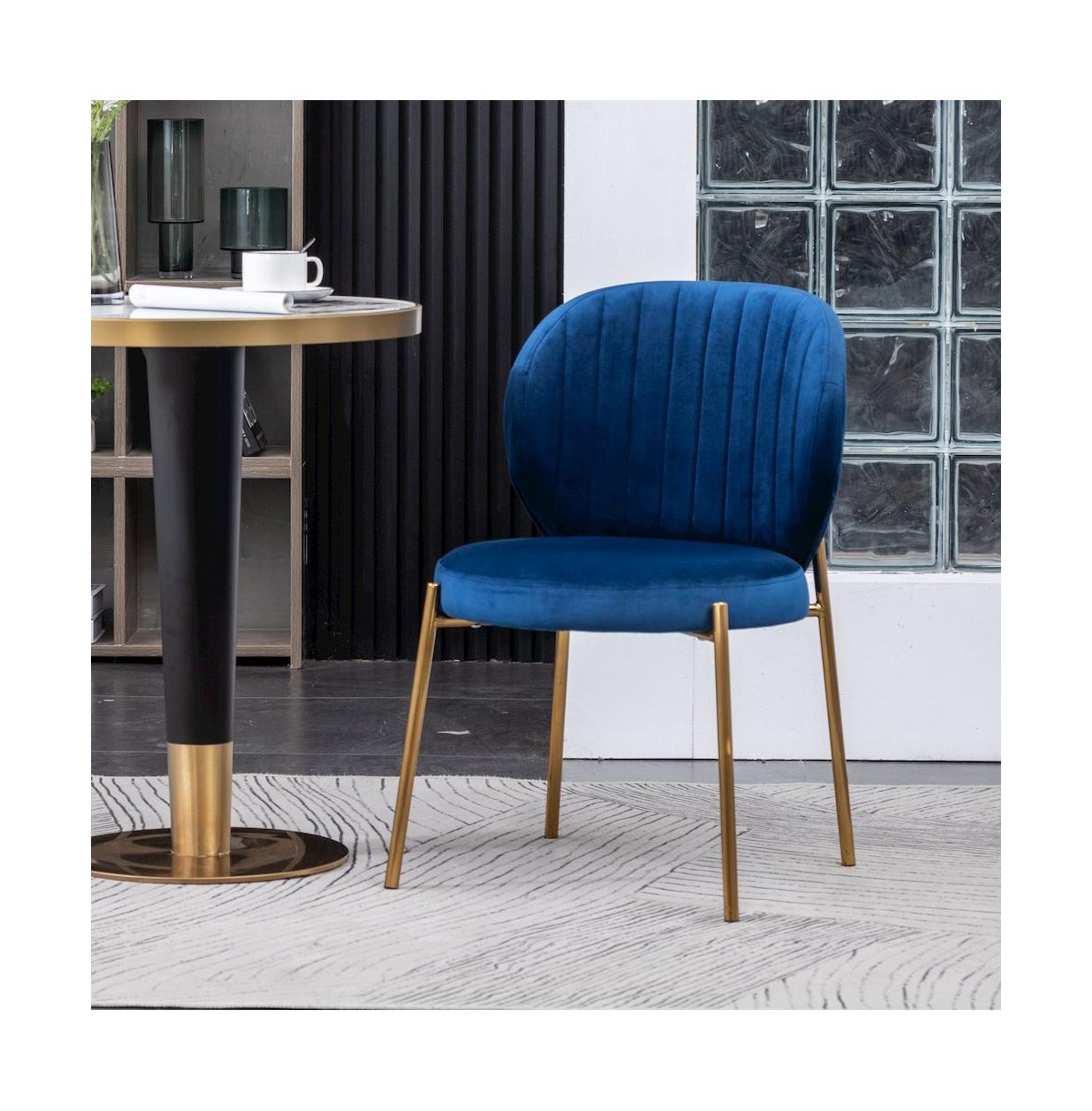 Roundhill Furniture Amoa Contemporary 3-Pc Dining Set, White Round Dining Table and 2 Chairs, Blue