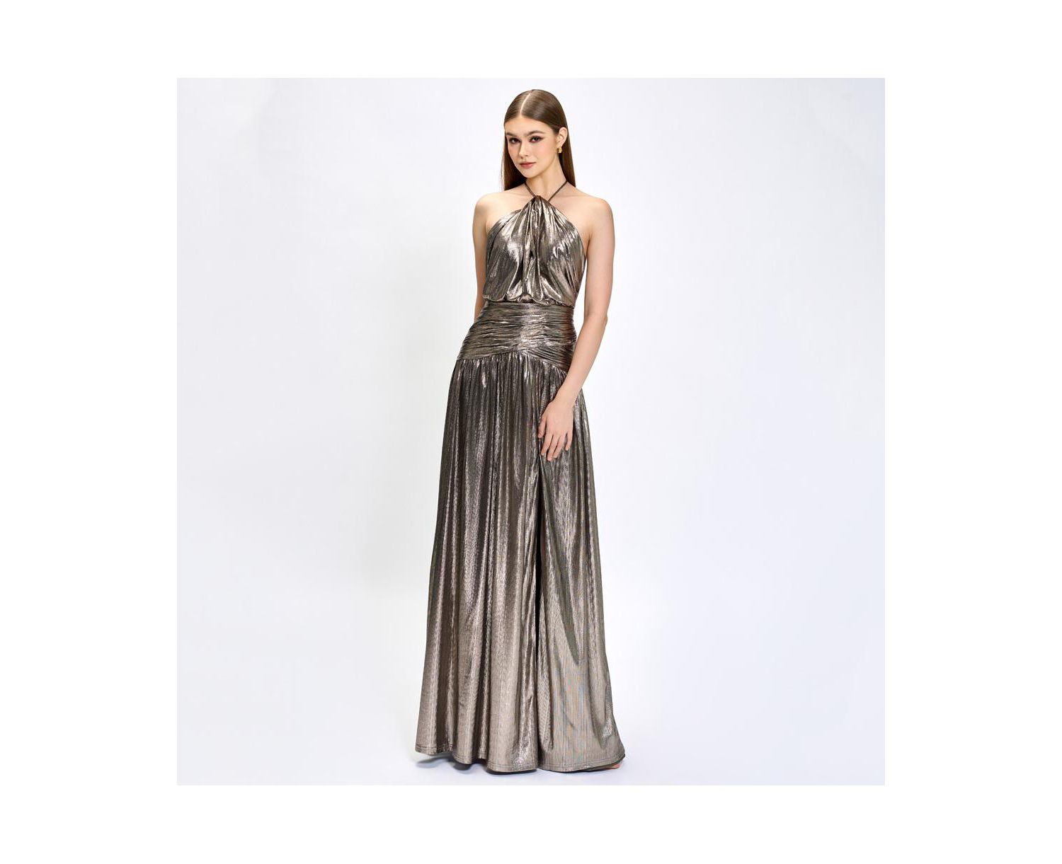 Women's Aisha Ruched High Neck Gown