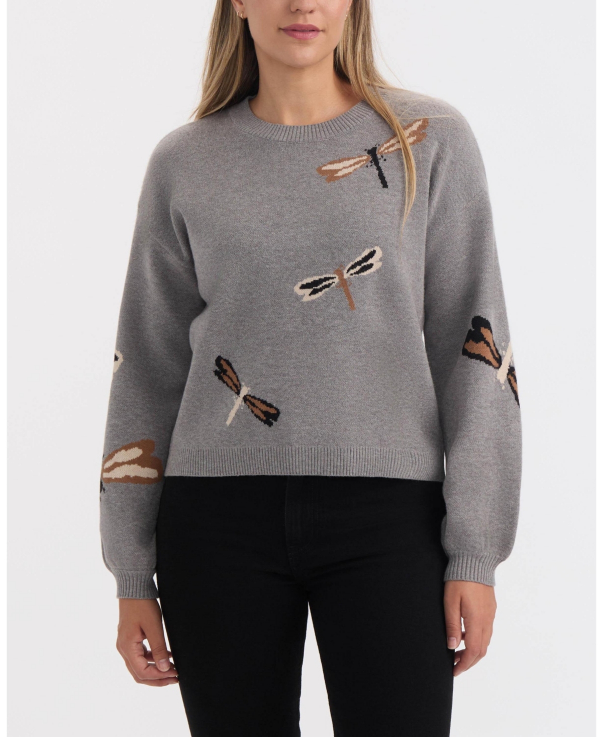 Ellen Tracy Dragonfly Sweater In Gray