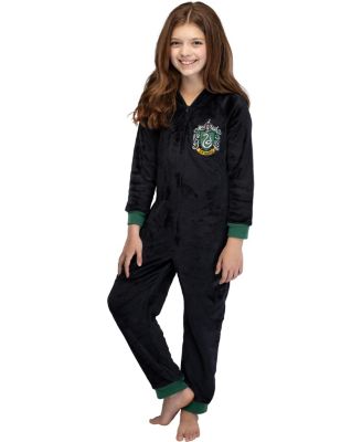 Hogwarts Houses Crest Girls' Hooded Pajama Kids Union Suit Loungewear