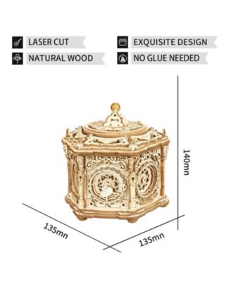 3D Wooden Puzzles Delicate Box, DIY Model Kits, Romantic Gift Toy, Beige, 5.3"5.3"5.5