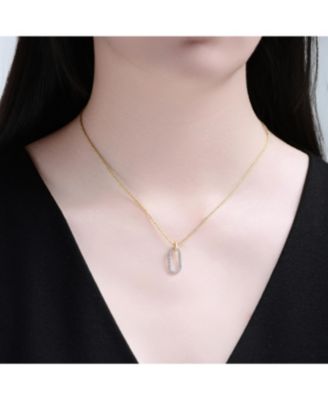 Two Tone with Clear Cubic Zirconia Drop Pendant Necklace