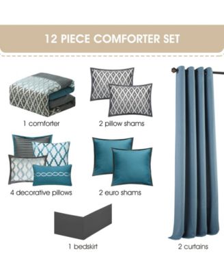 Caval Geometric Patchwork 12-Pc. Comforter Set, King