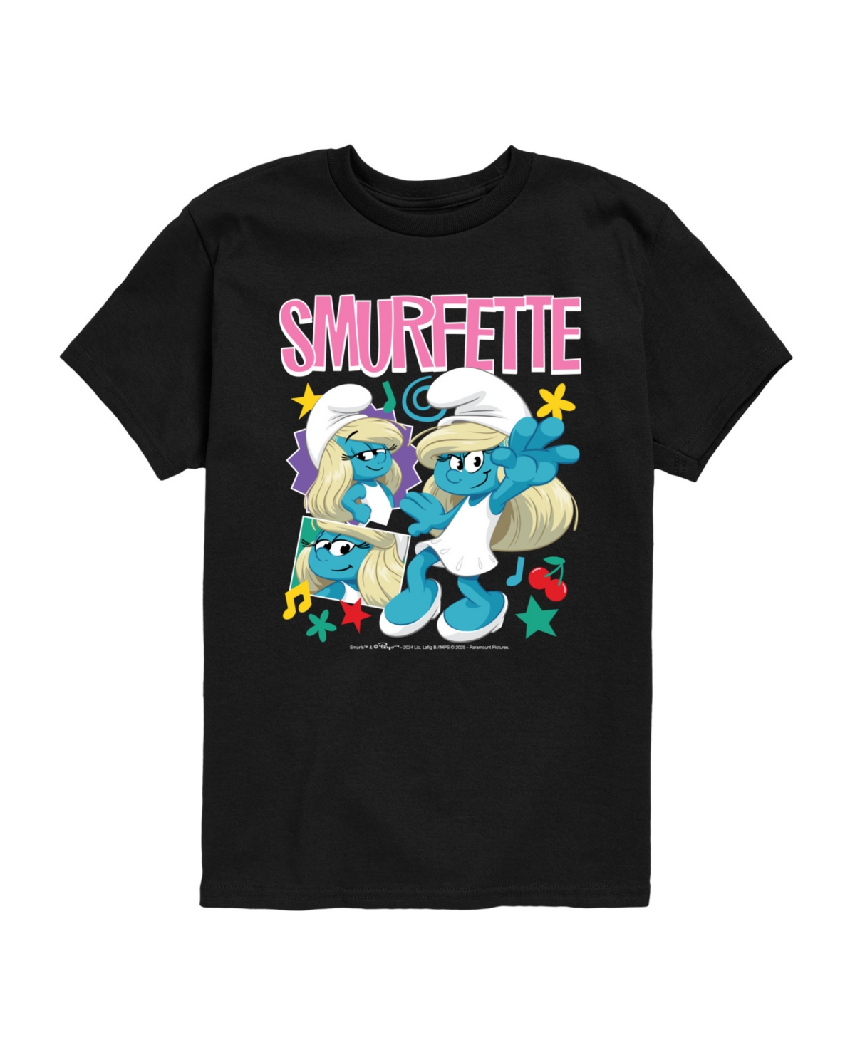 Smurfs Big Boys Bold Poses Graphic T-shirt In Black