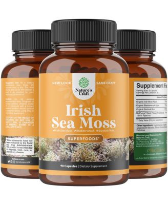 Organic Irish Sea Moss Capsules, Nature's Craft, Sea Moss and Bladderwrack