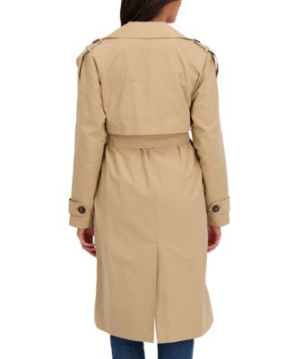 Collection Women's Belted Double Breasted Long Trench Coat