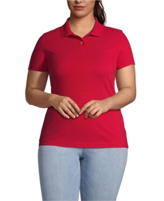 Women's Plus Size Short Sleeve Basic Mesh Polo Shirt