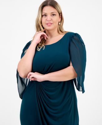 Plus Size Chiffon-Sleeve Sheath Dress