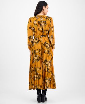 Petite Printed Pleated Maxi Dress