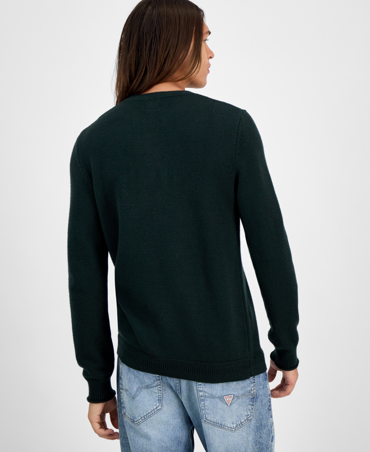 Guess Men's 3d Logo Crewneck Sweater In Black