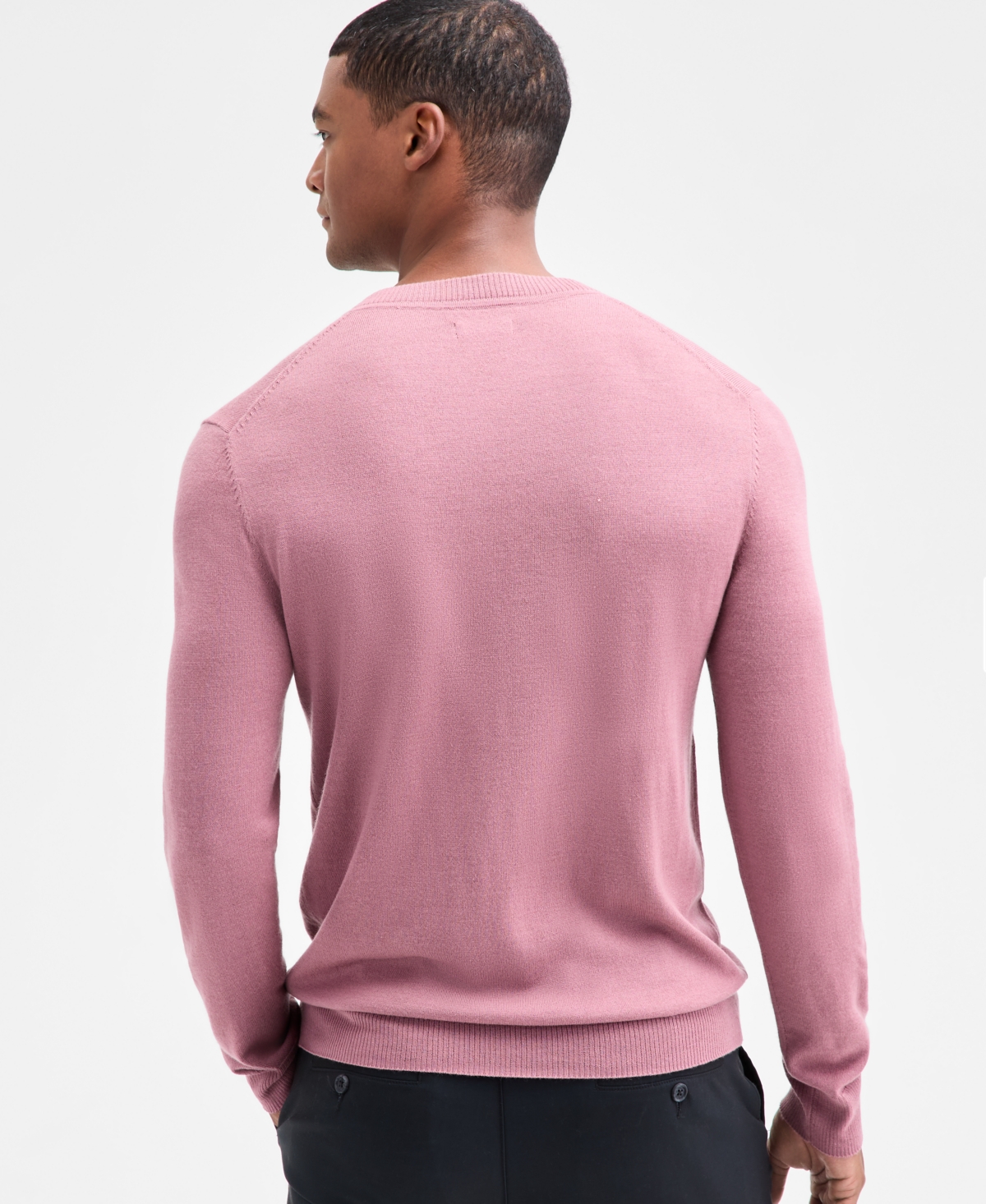 Alfani Men's Long-sleeve V-neck Merino Sweater, Created For Macy's In Pink