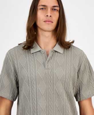 Men's Olin Short Sleeve Textured Knit Polo Sweater