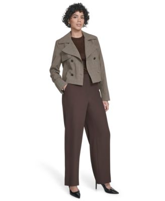 Petite Novelty Cropped Double Breasted Trench Jacket