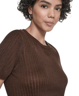 Petite Short Sleeve Knit Sweater