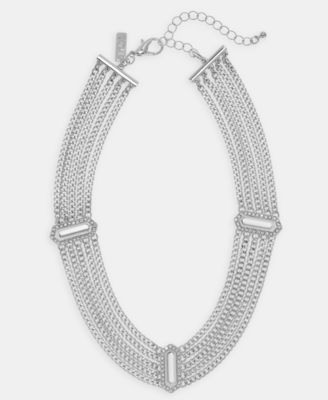 Pav&eacute; Multi-Chain Statement Necklace, 17" + 3" extender