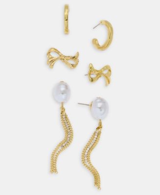 I.N.C. International Concepts - 3-Pc. Set Pav&eacute; & Imitation Pearl Earrings