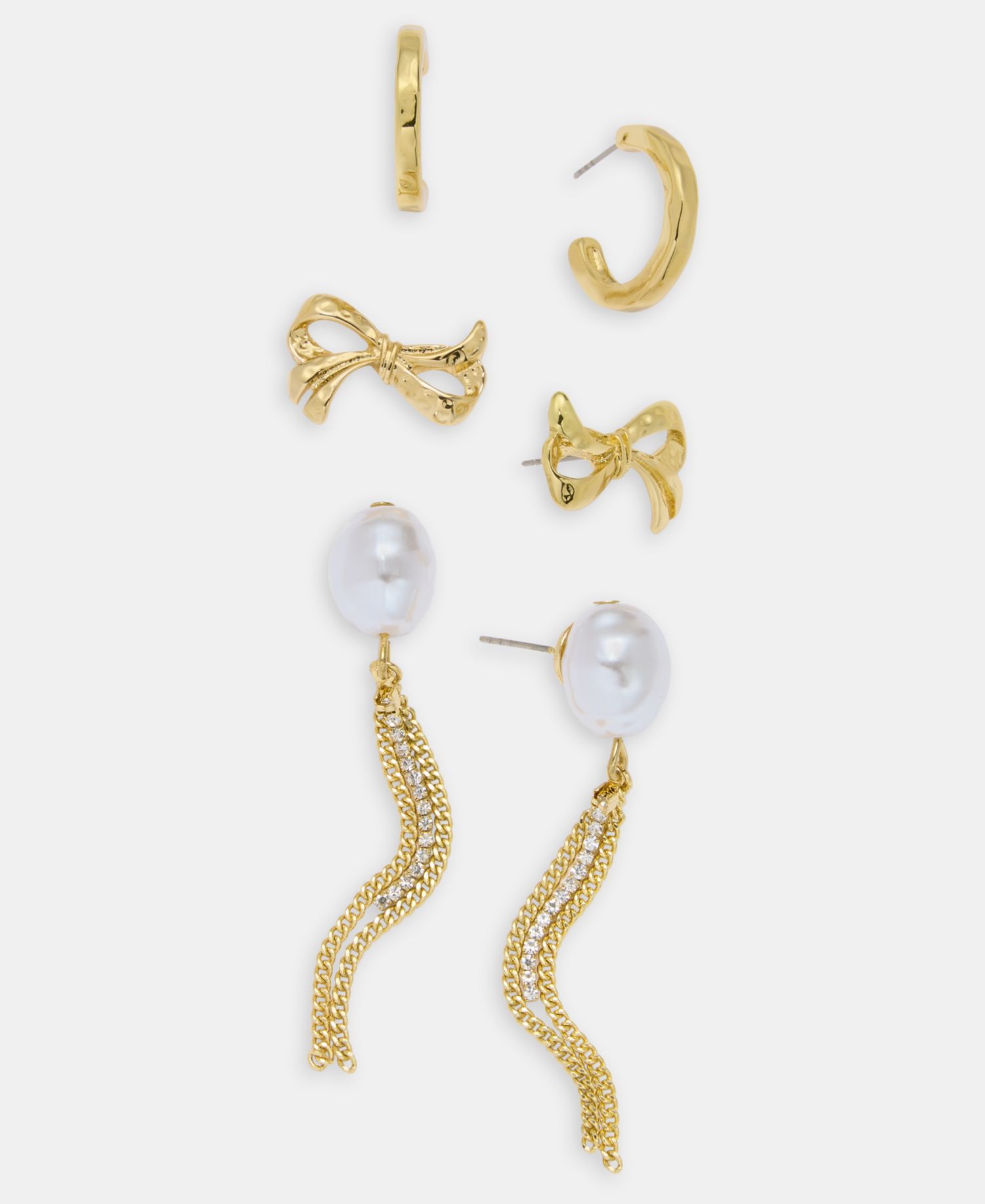 3-Pc. Set Pav&eacute; & Imitation Pearl Earrings
