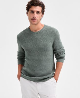 Alfani - Men's Long Sleeve Basket Weave Crewneck Sweater