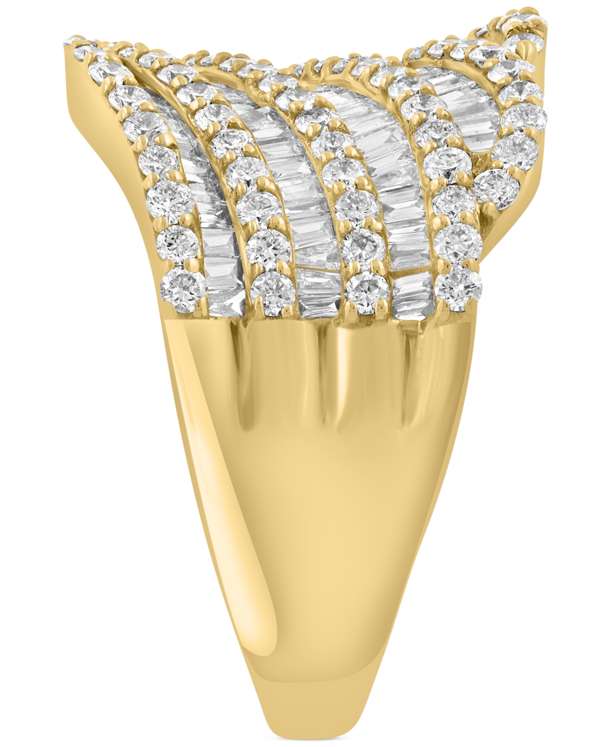 Effy Diamond Round & Baguette Multirow Diagonal Ring (1-3/8 ct. t.w.) in 14k Gold