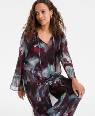 Petite Tie-Front Top, Macy's Exclusive