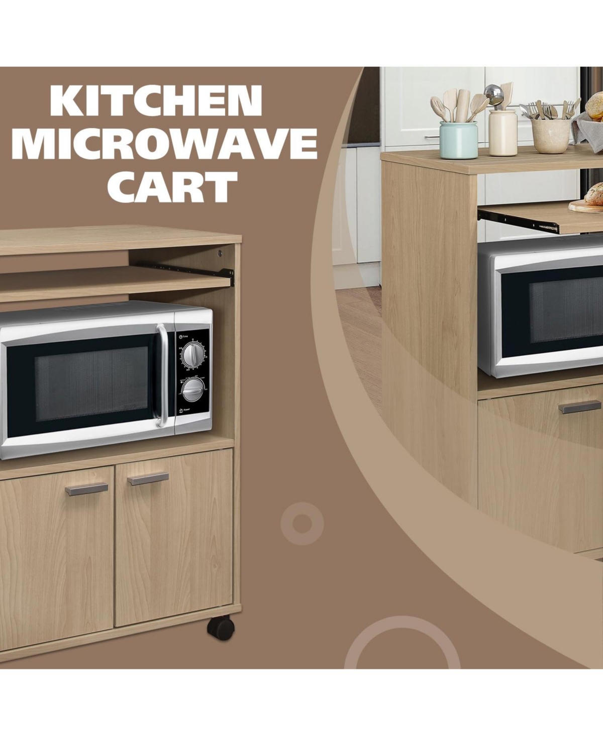 Kings Brand Furniture Byron 2-Door Kitchen Microwave Cart