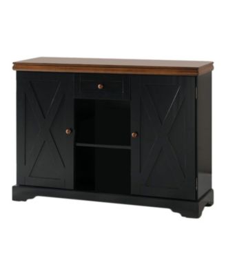 Wood Buffet Cabinet Console Table (Antique White/Walnut)