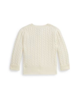 Baby Girls' Bear Mini-Cable Knit Sweater
