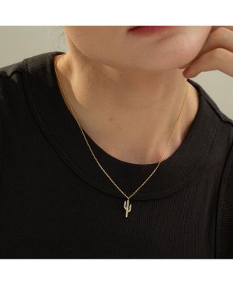 Crystal Cactus Pendant Necklace