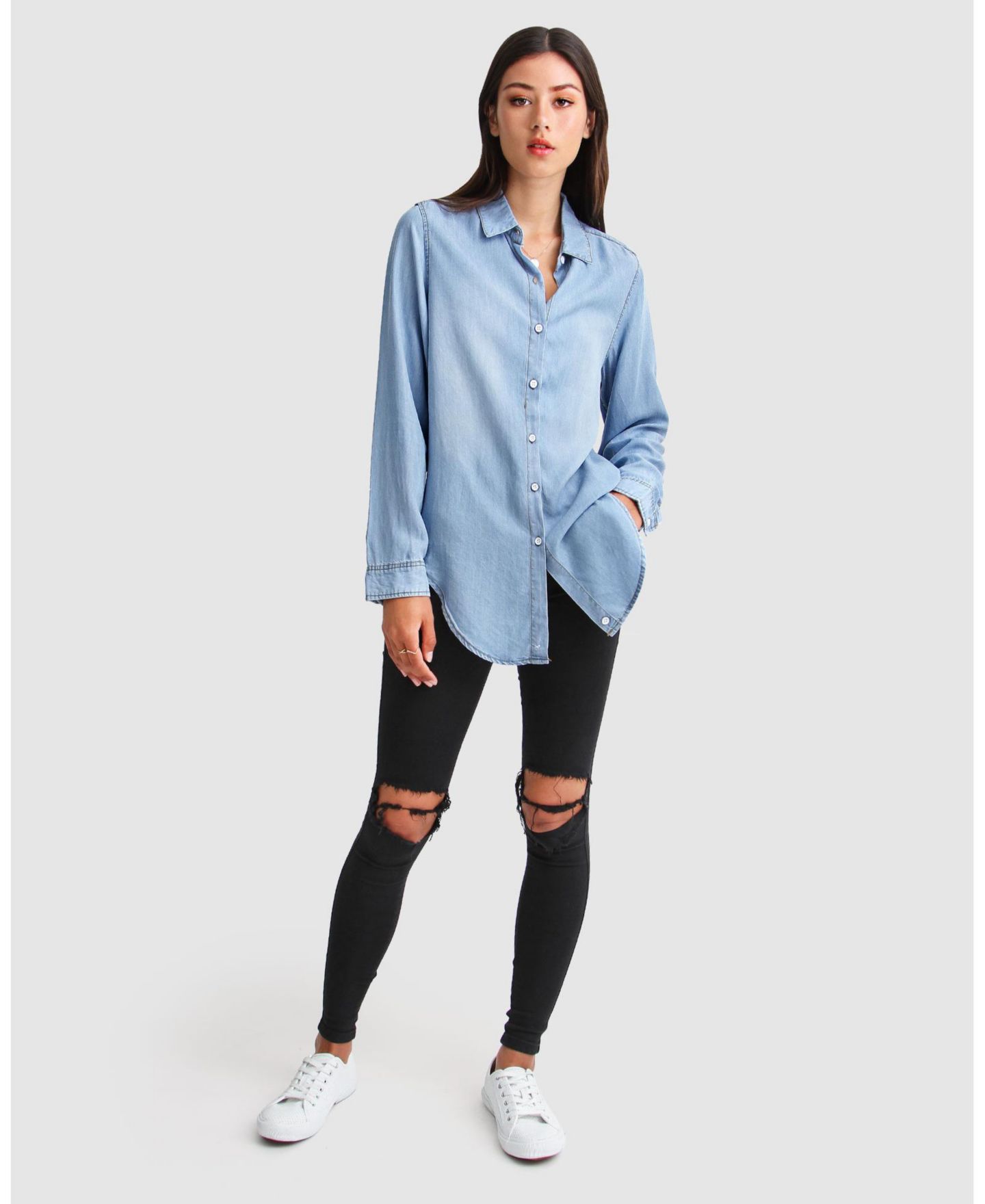 Женский топ Belle & Bloom Keep Me Wild Denim, цвет: Джинсовый синий — фото 5