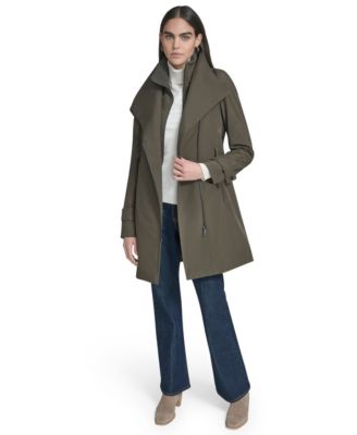 Petite Belted Long-Sleeve Wrap Coat