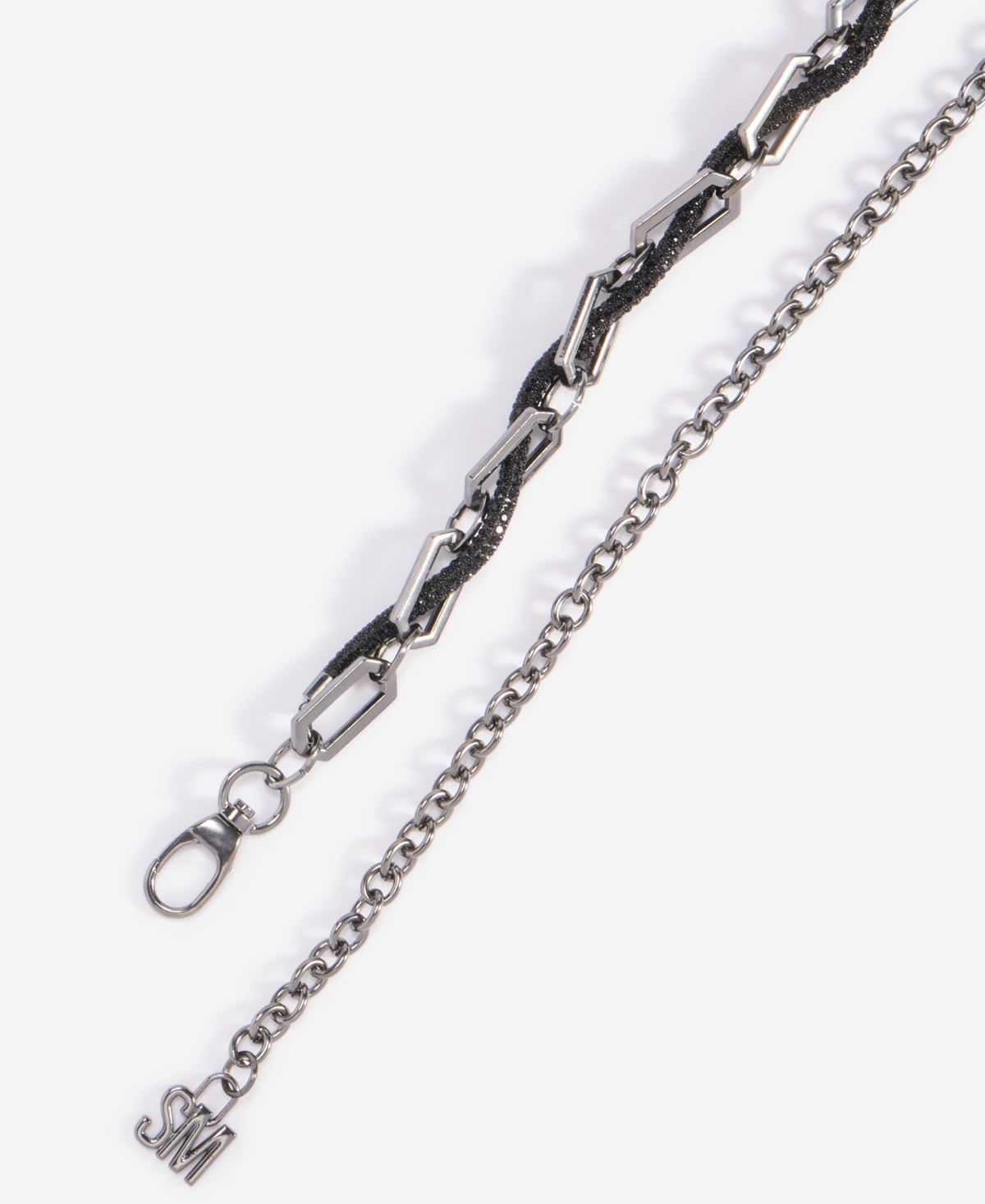 Steve Madden Rhinestone Rope Laced Chain Belt In Black