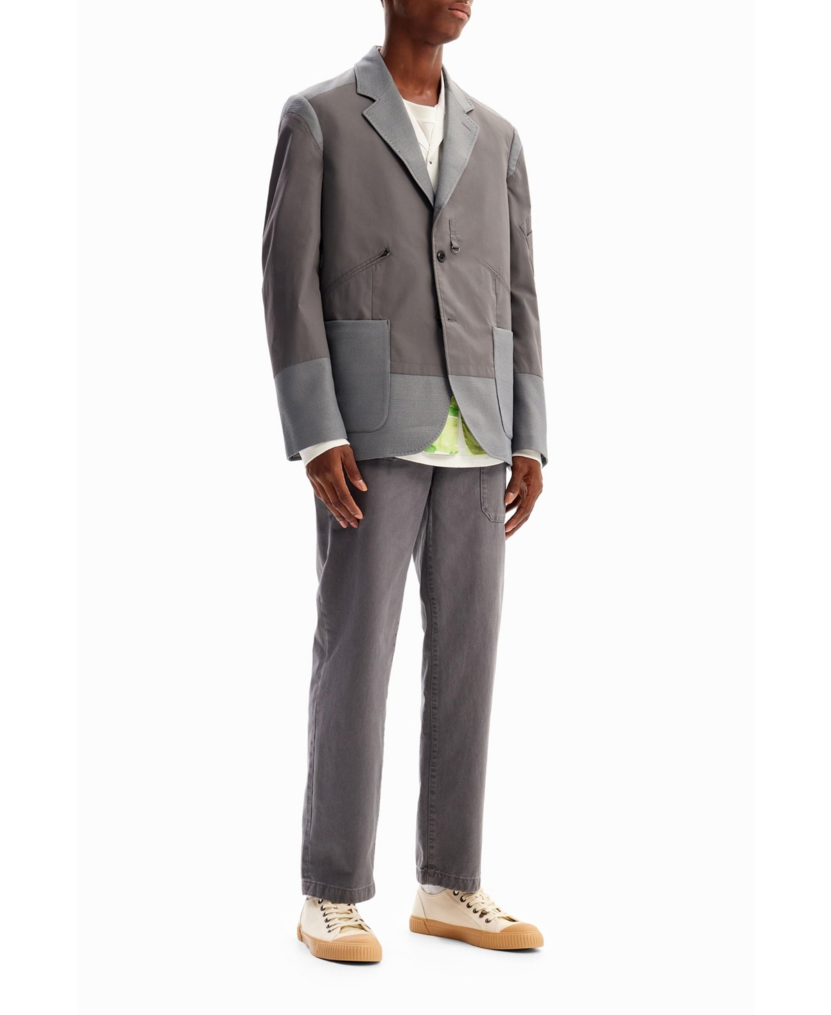 Desigual Men's Hybrid Pockets Blazer In Gray