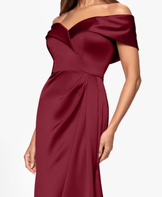Women's Off-The-Shoulder Short Sleeve Satin Long Dress