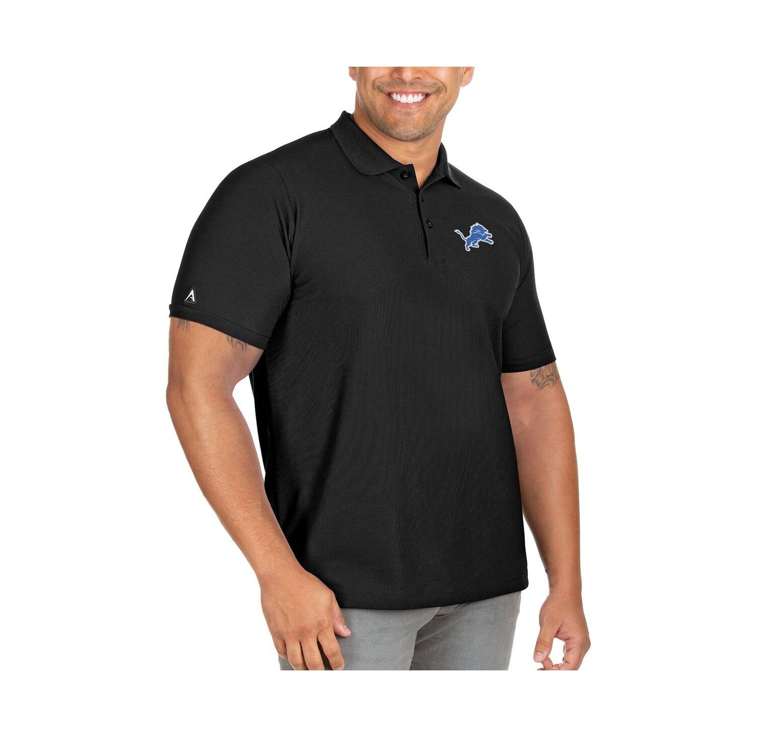 Men's Black Detroit Lions Big & Tall Legacy Pique Polo Shirt