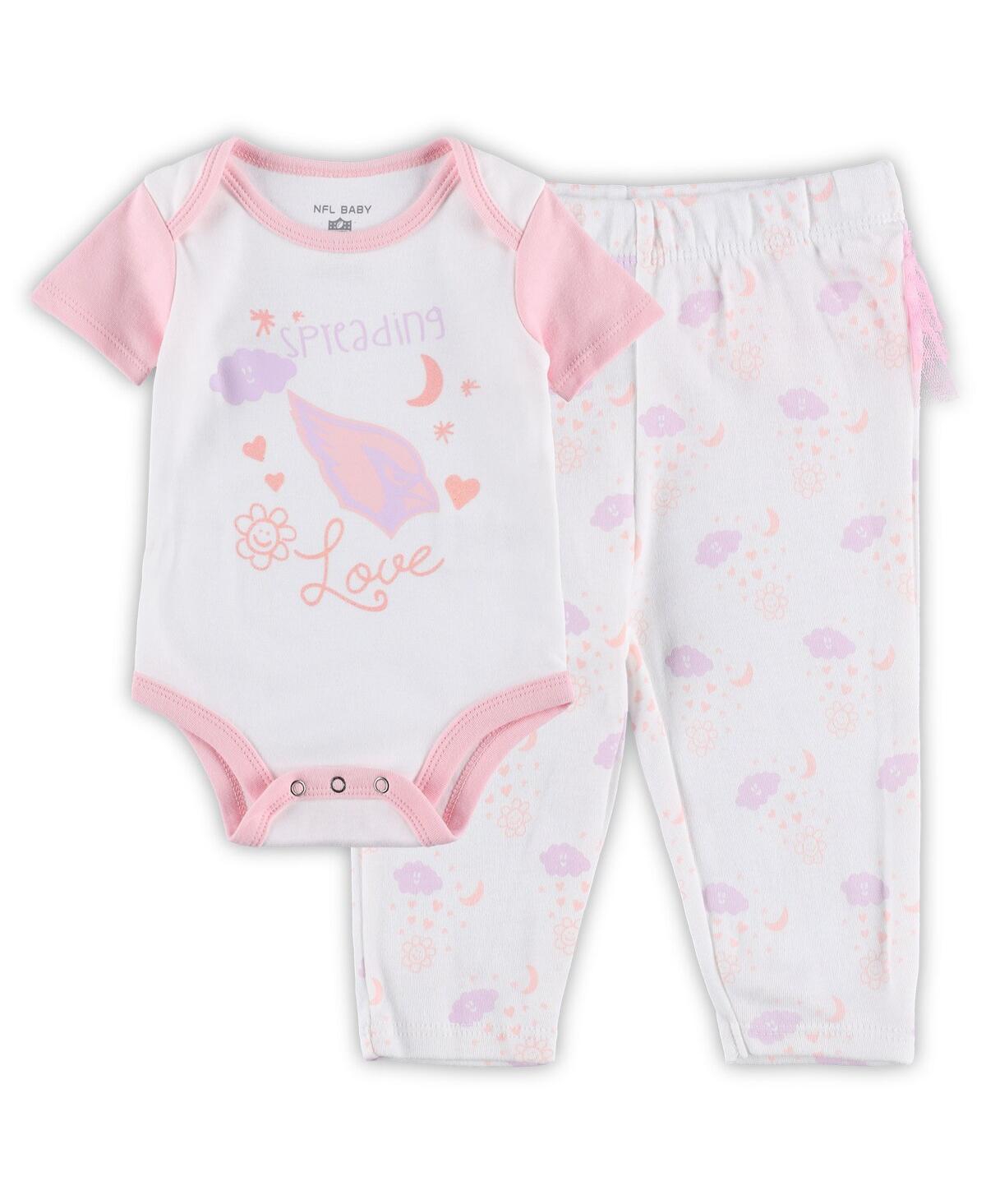 Outerstuff Baby Boys And Girls White Arizona Cardinals Spreading Love Bodysuit And Tutu Leggings Set In White