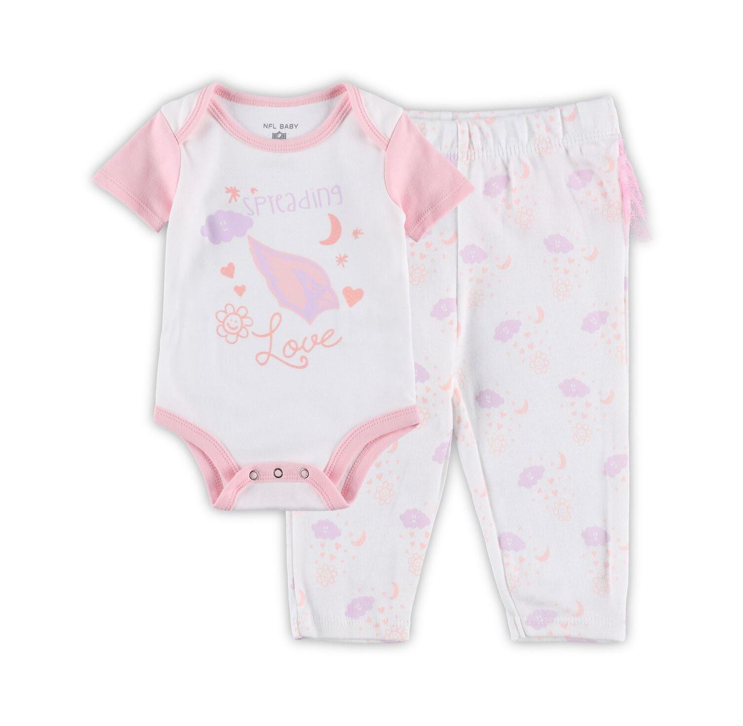 Baby Boys and Girls White Arizona Cardinals Spreading Love Bodysuit and Tutu Leggings Set
