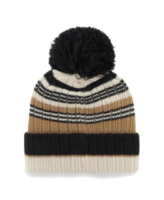 Women's Natural Carolina Panthers Barista Cuffed Knit with Pom Hat