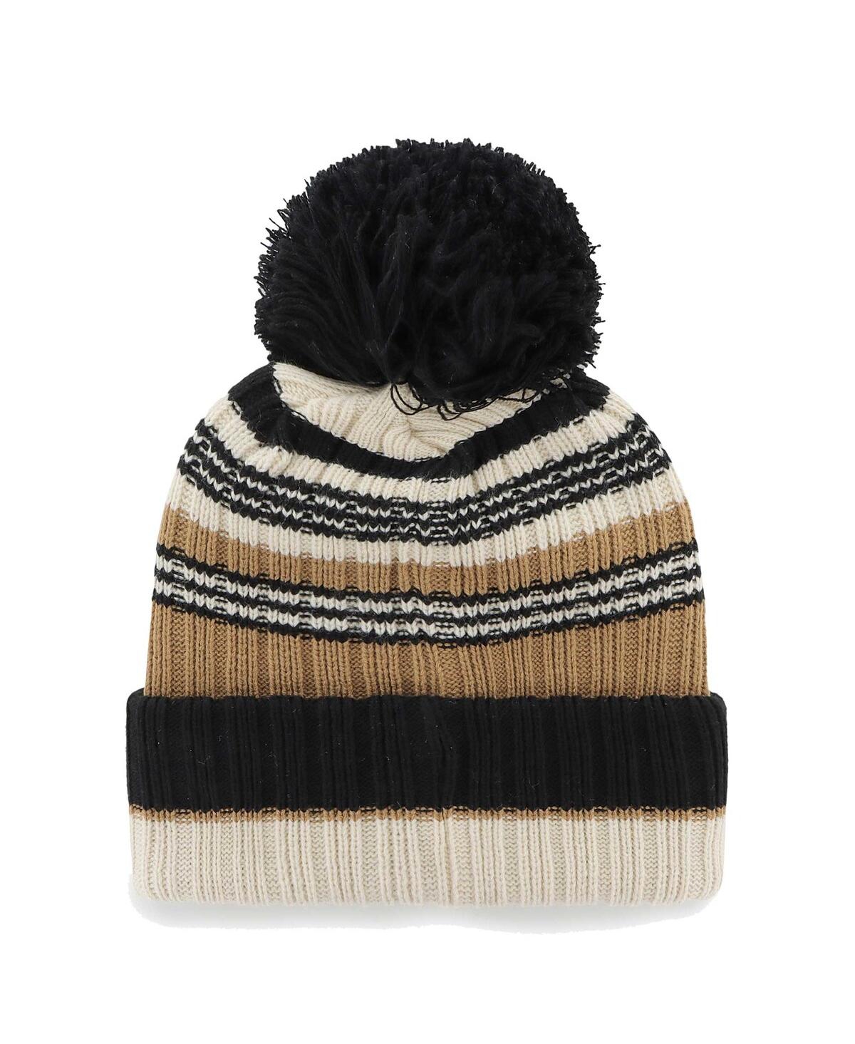 47 Brand Women's Natural Carolina Panthers Barista Cuffed Knit With Pom Hat In Black