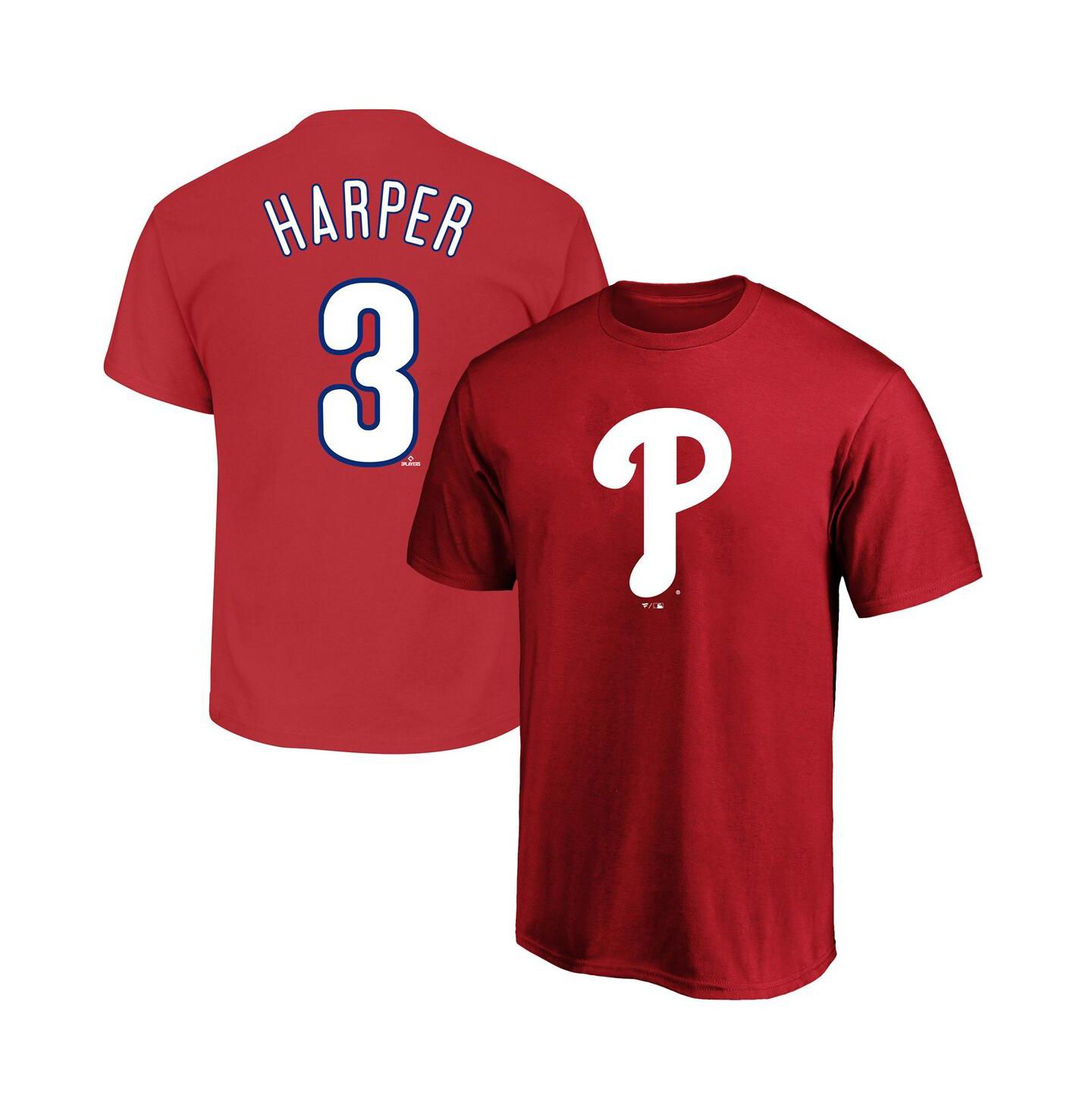 Мужская футболка Fanatics Bryce Harper Red Philadelphia Phillies Big & Tall Name & Number — фото 1