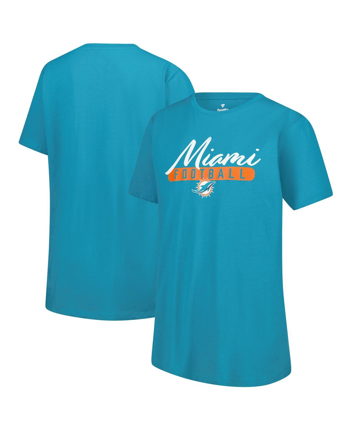 Fanatics Women's Aqua Miami Dolphins Team T-shirt In Blue