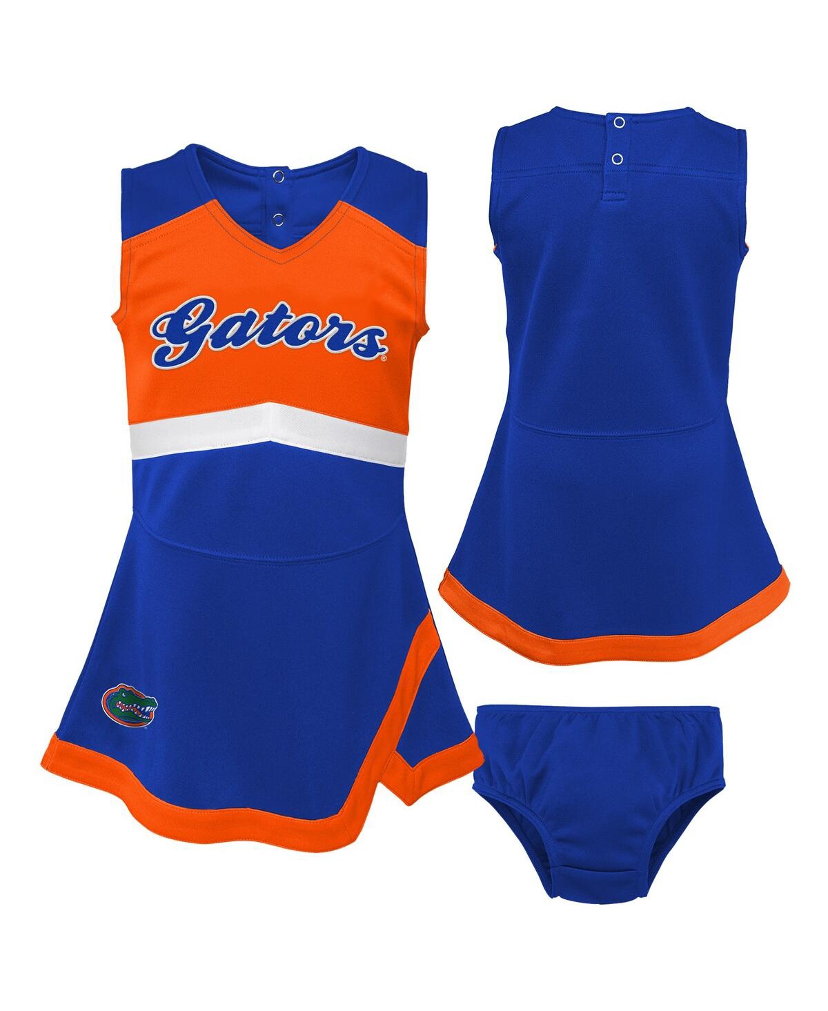Outerstuff Girls Preschool 2-piece Royal Florida Gators Cheer Captain Jumper Dress With Bloomers Set In Blue