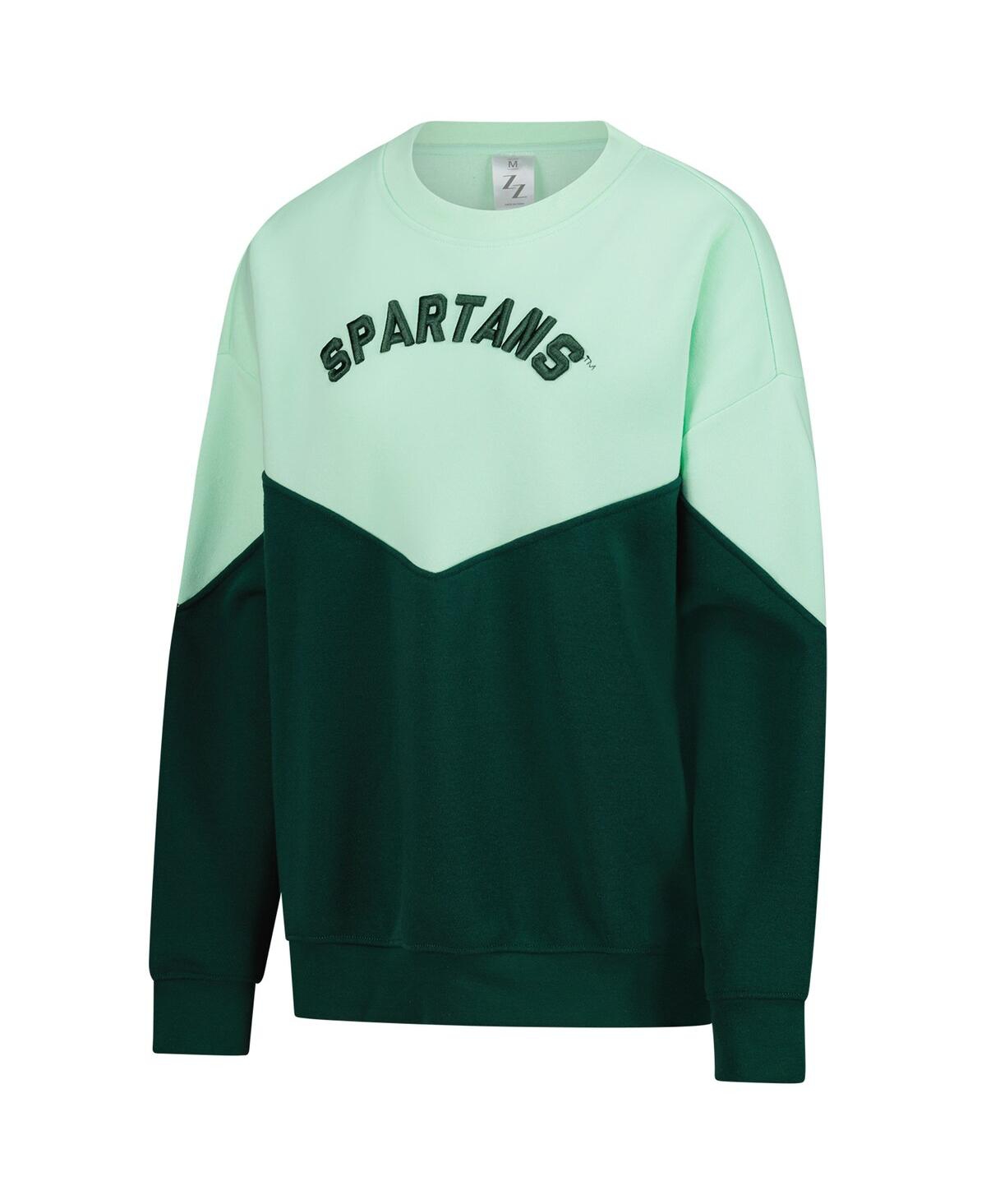 Zoozatz Mint Michigan State Spartans Bestie Oversized Pullover Sweatshirt In Green