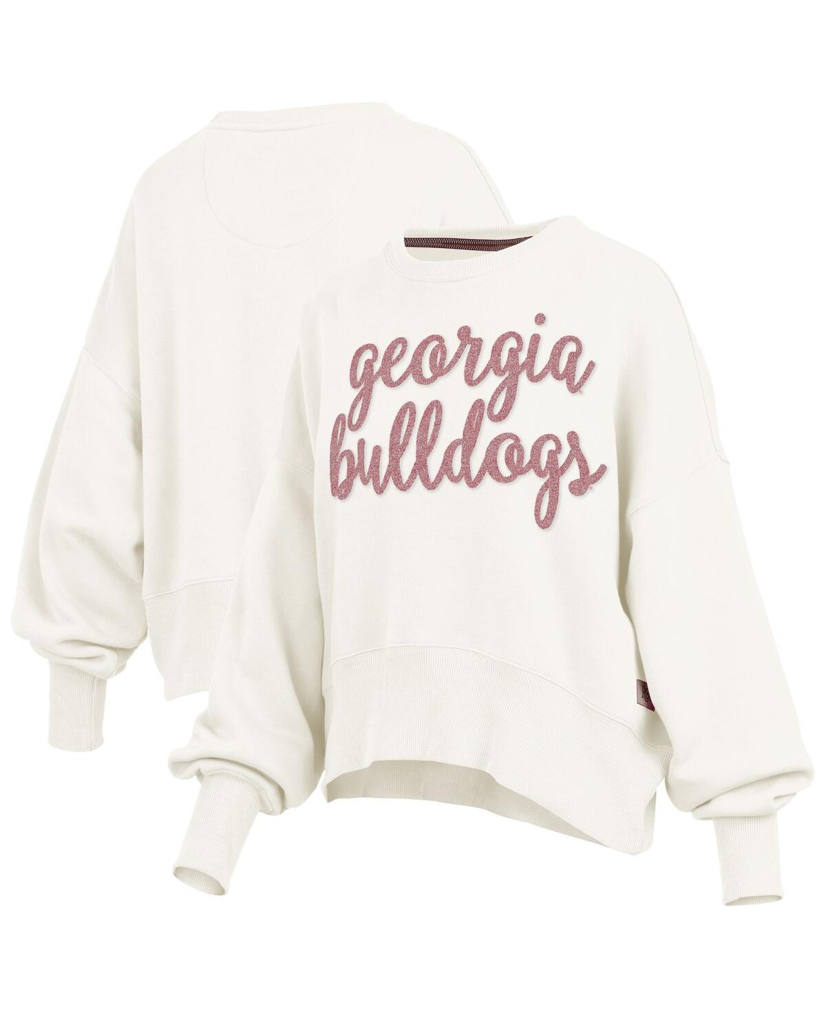 Pressbox Women's Cream Georgia Bulldogs Chelsea Oversized Pullover Sweatshirt In White