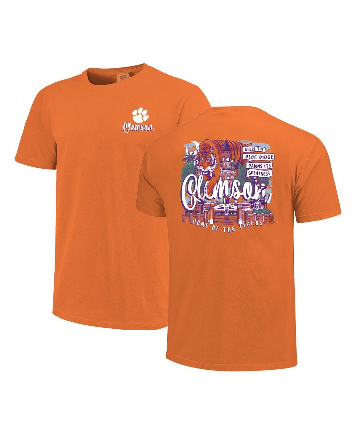Image One Women's Orange Clemson Tigers Comfort Colors Campus Scene Drawing Script T-shirt In Orange