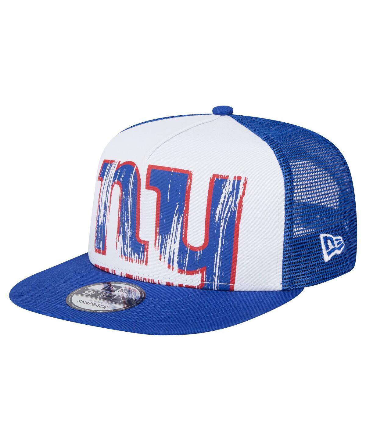 New Era Big Boys And Girls White/royal New York Giants Distressed 9fifty A-frame Snapback Hat In Black