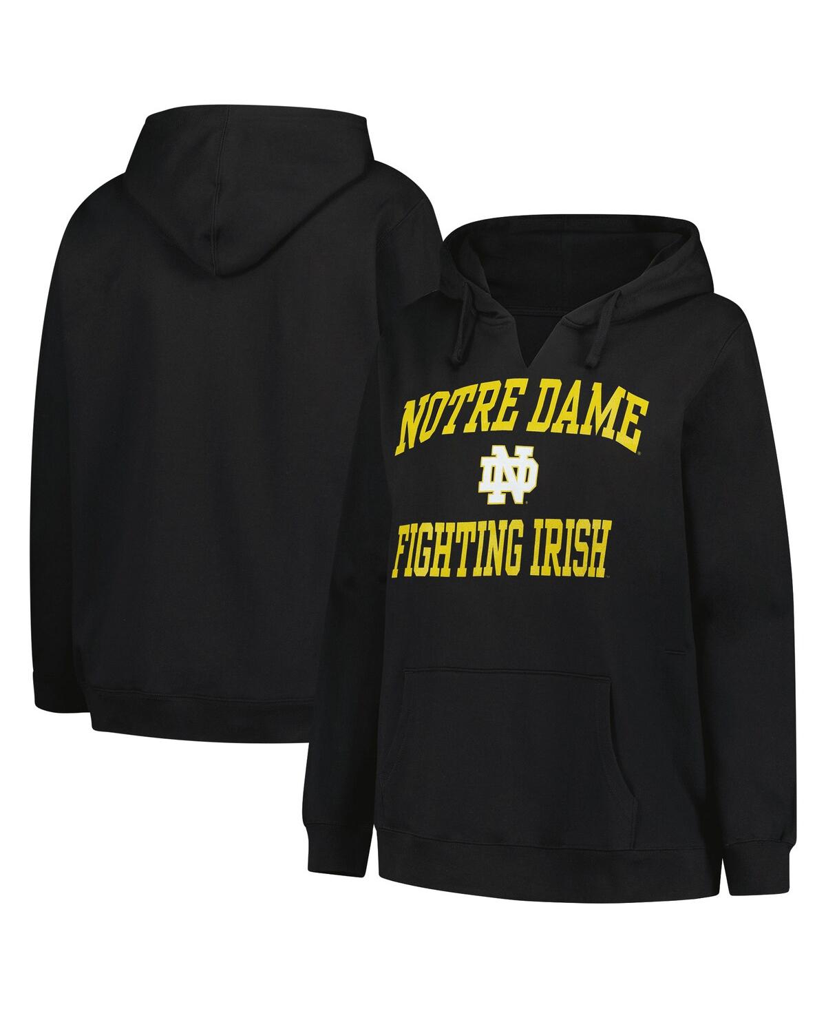 Champion Women's Black Notre Dame Fighting Irish Plus Size Heart Soul Notch Neck Pullover Top In Black