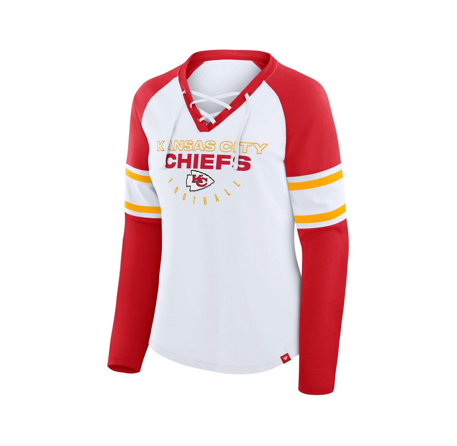 Women's White Kansas City Chiefs Plus Size Redzone Lace Up Long Sleeve T-Shirt