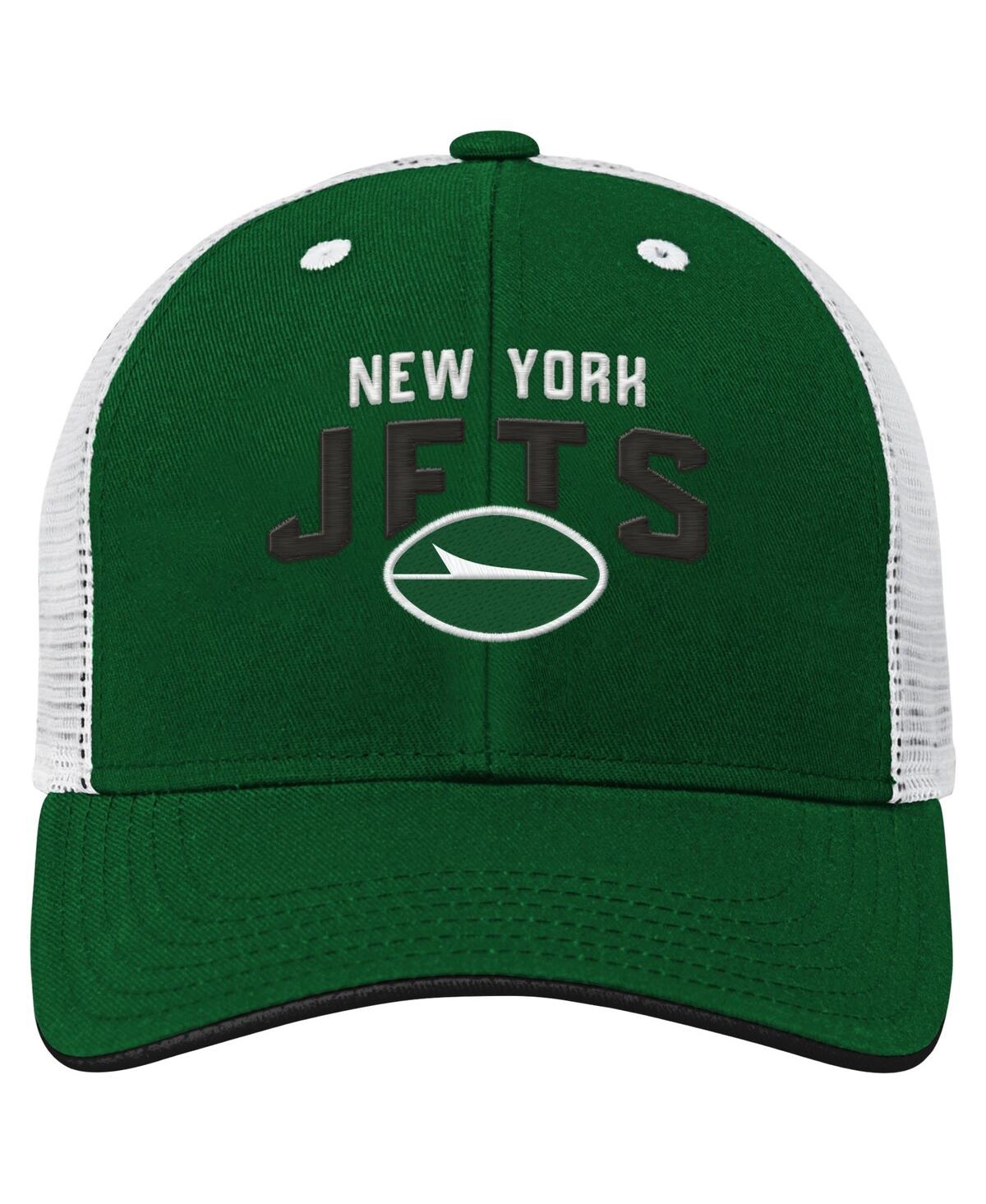 Outerstuff Big Boys And Girls Green New York Jets Core Lockup Trucker Adjustable Hat In Green